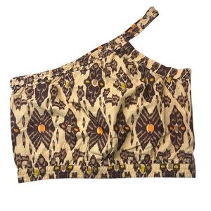 NWT Bailey 44 Brown Aztec Print One Shoulder Cropped Top, size L